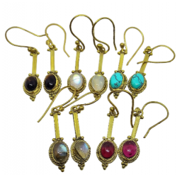 Boucles d'oreilles en laiton avec pierre naturelle N°40