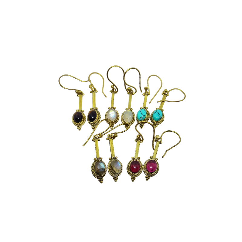 Boucles d'oreilles en laiton avec pierre naturelle N°40