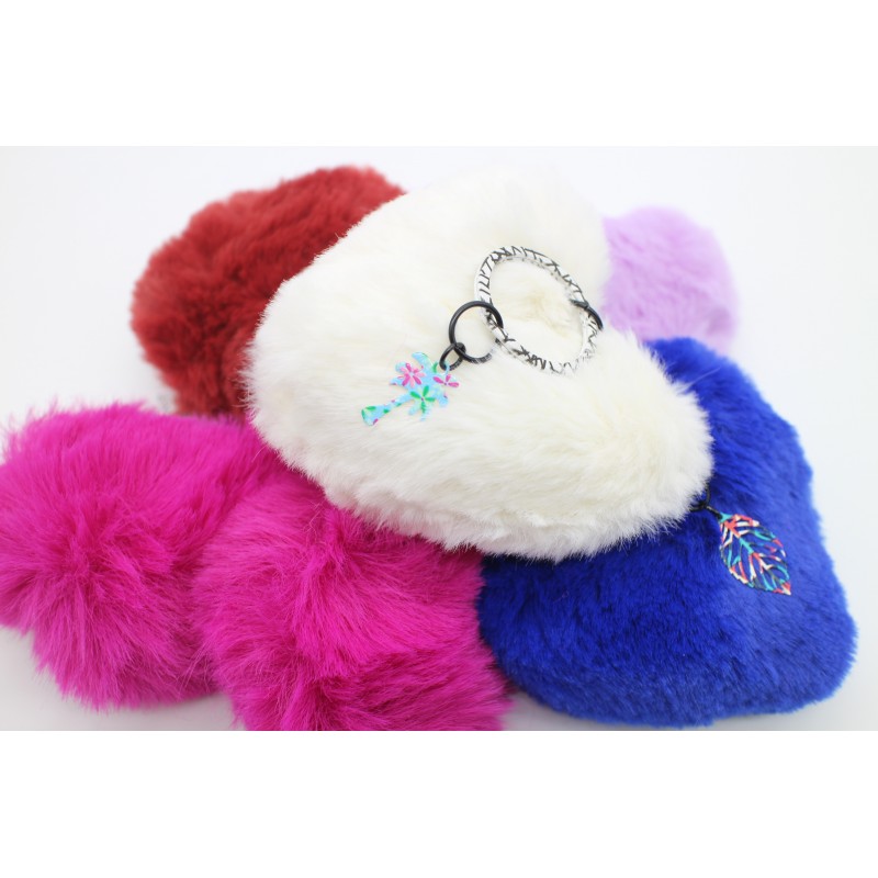Porte-clef pompon forme cœur