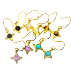 Boucle d'oreille laiton avec pierre naturelle N°61