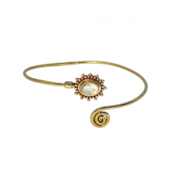 Bracelet en laiton monté d'une pierre naturelle Bangle N°34