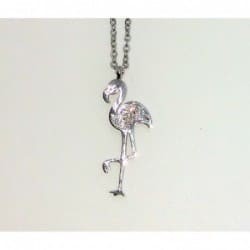 Collier en acier inoxydable avec un flamant rose