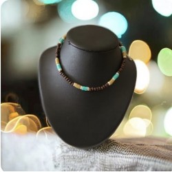 Collier surfeur bois couleur nude