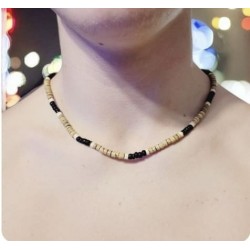 Collier surfeur bois couleur nude