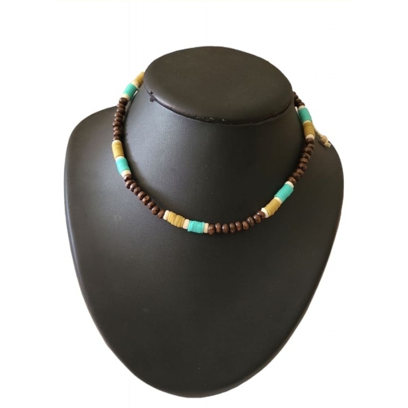 Collier surfeur bois couleur nude