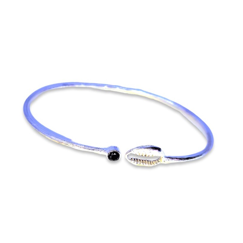 Bracelet en laiton plaqué argent avec pierre semi-précieuse N°21