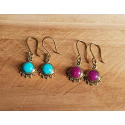 Boucle d'oreille laiton avec pierre naturelle N°54