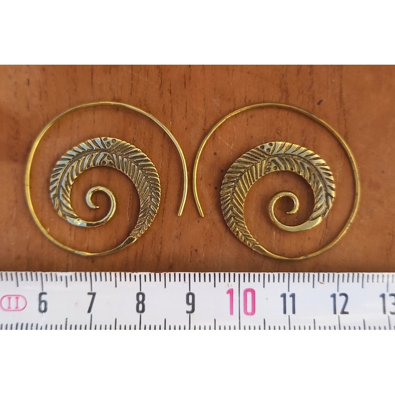 Créole laiton spirale feuille  B2