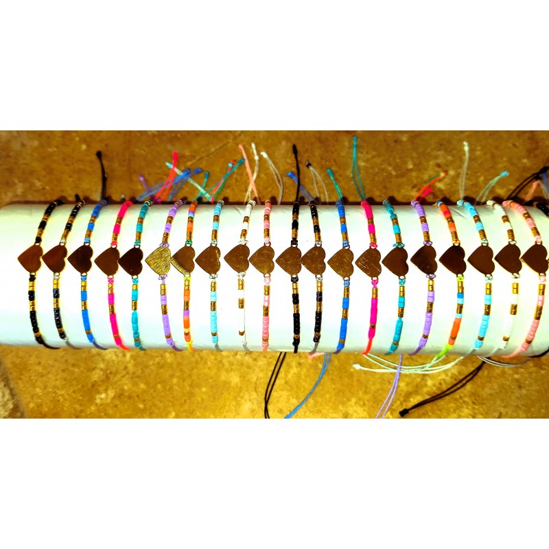 Bracelet fantaisie coeur doré en acier inoxydable