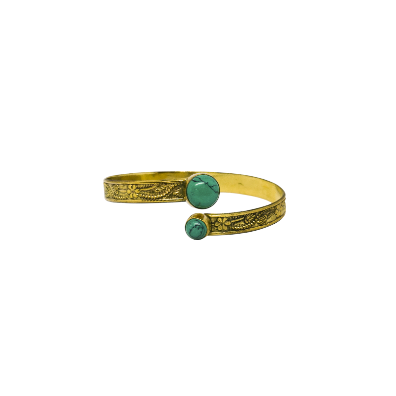 Bangle avec gravure et pierre naturelle