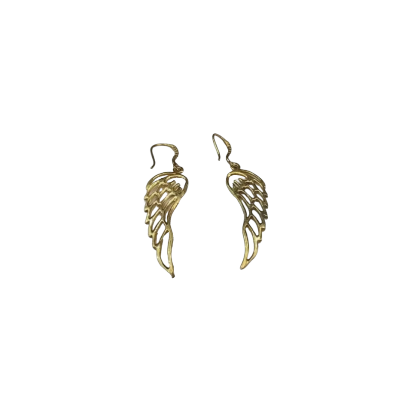 Boucle d'oreille en laiton en forme d'ailes d'ange