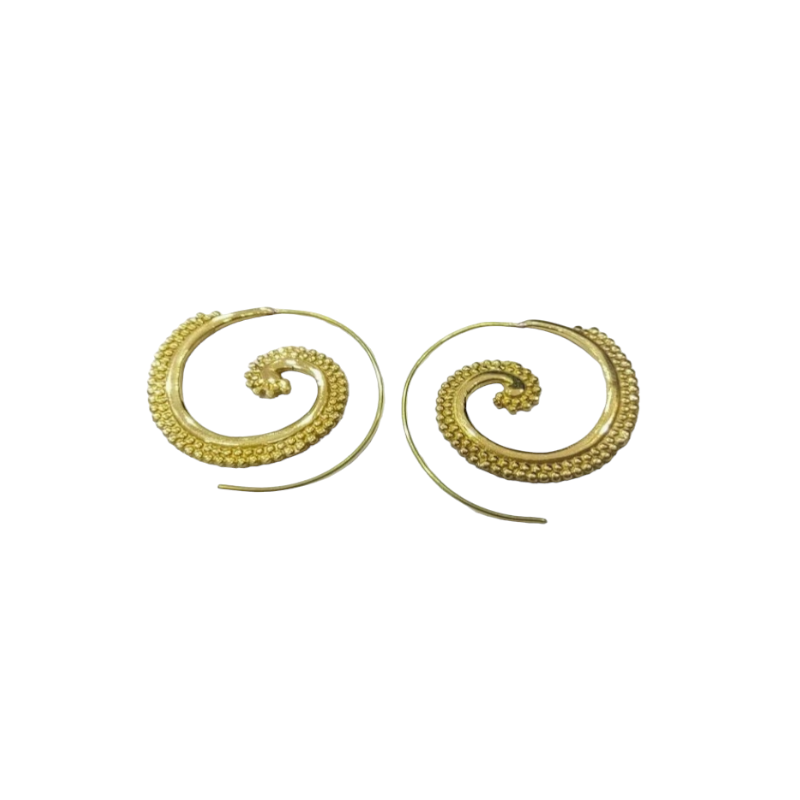 Boucle d'oreille laiton spirale avec gravure