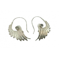 Boucles d'oreilles "ailes d'ange" plaque argent avec pierre naturelle