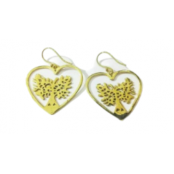 Boucles d'oreille laiton "coeur et arbre de vie"