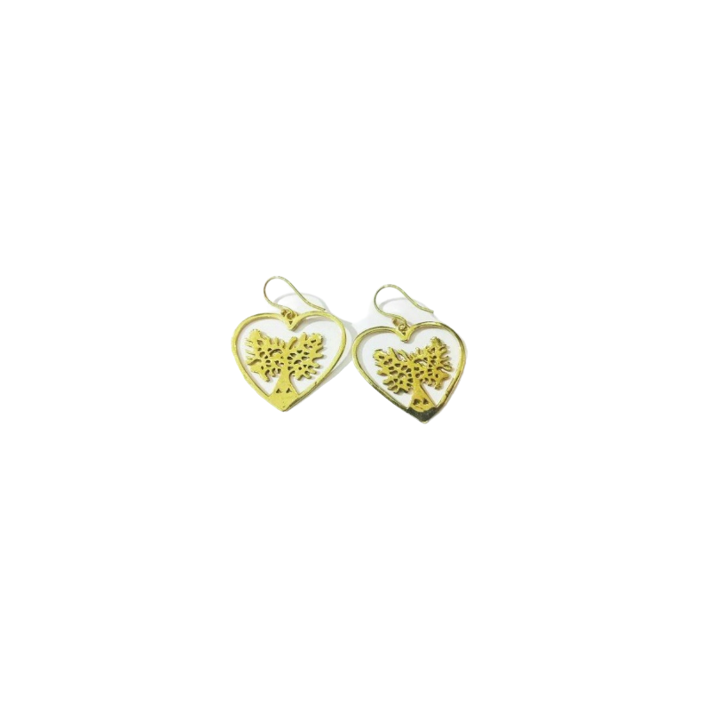 Boucles d'oreille laiton "coeur et arbre de vie"