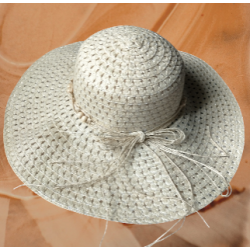 Capeline Beige  avec ruban rafia Taille 57-58