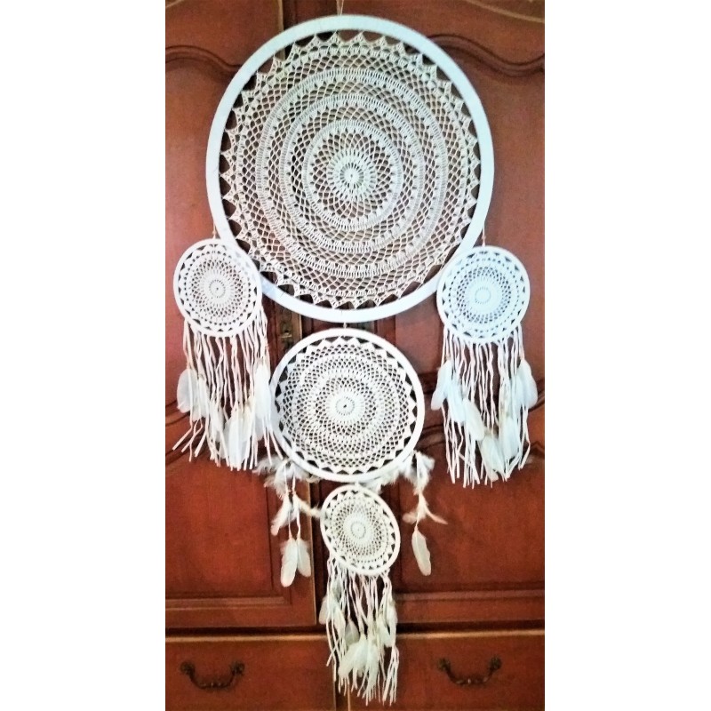 Dream catcher crochet XXL collector 63 cm couleur blanc