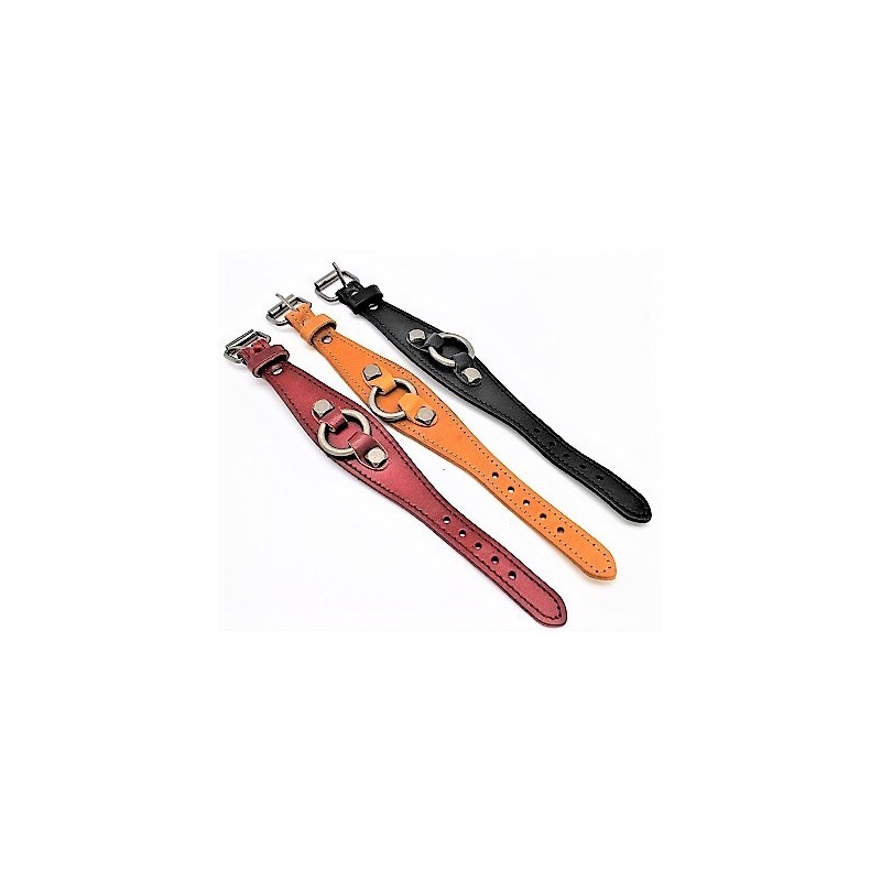 Bracelet cuir style "vintage "anneau".