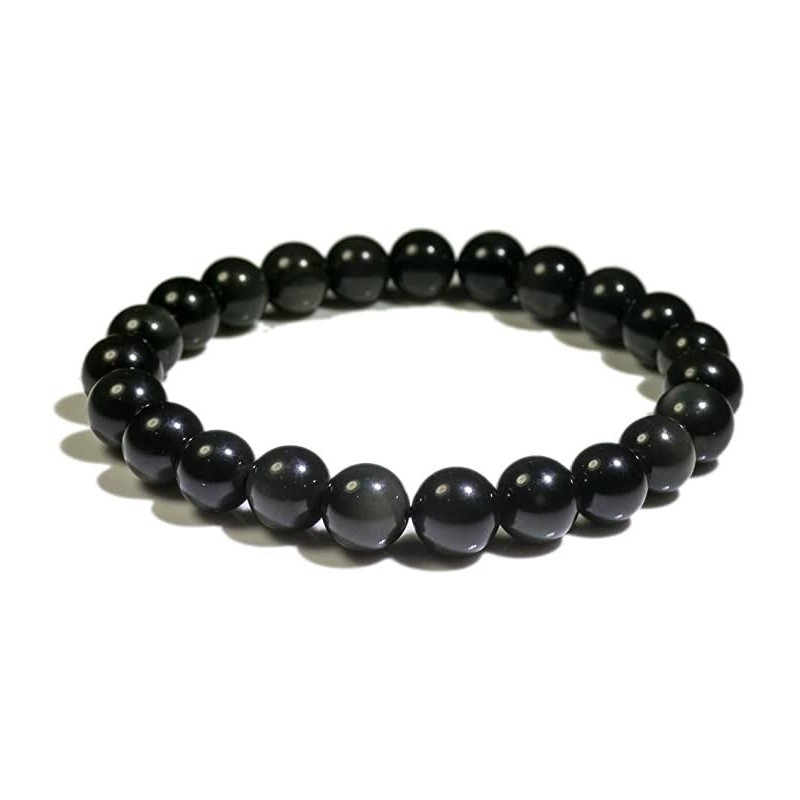 Bracelet obsidienne œil céleste noir Ø 8 mm 23 boules