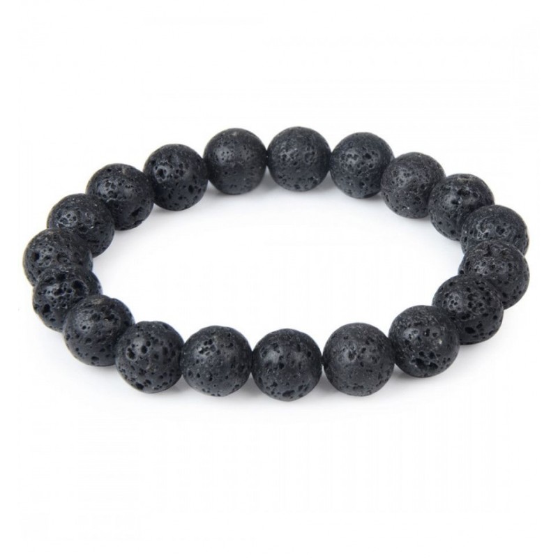 Bracelet boule en pierre de lave perle Ø 10 mm