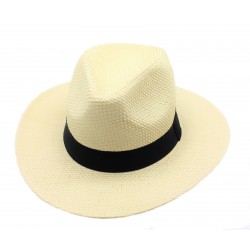 Chapeau style panama ruban noir taille 58