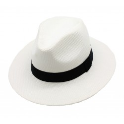 Chapeau style panama ruban noir taille 58