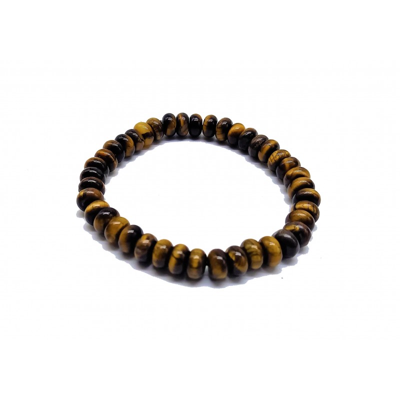 Bracelet œil de tigre Ø 10 perles plates. taille XL