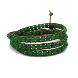 Bracelet ethnique multirang de 61 cm avec perles couleur jade