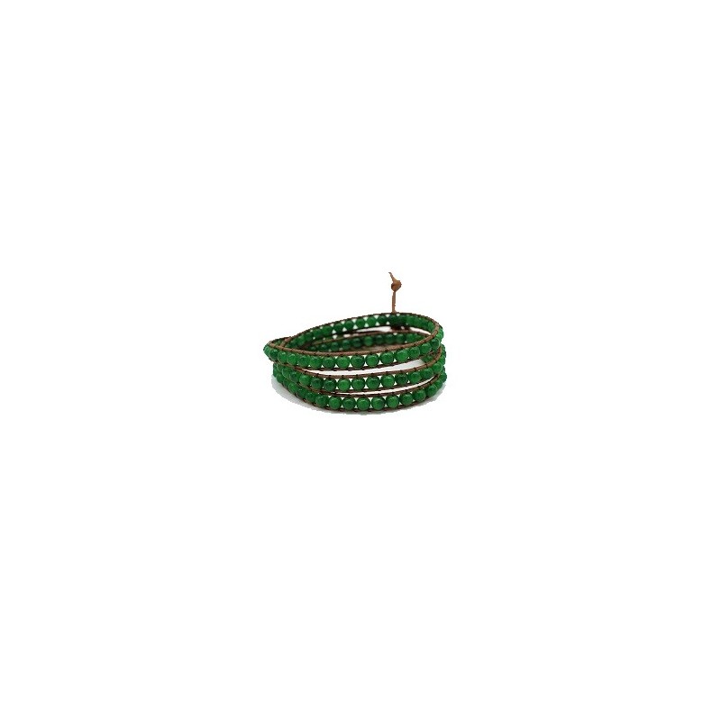 Bracelet ethnique multirang de 61 cm avec perles couleur jade