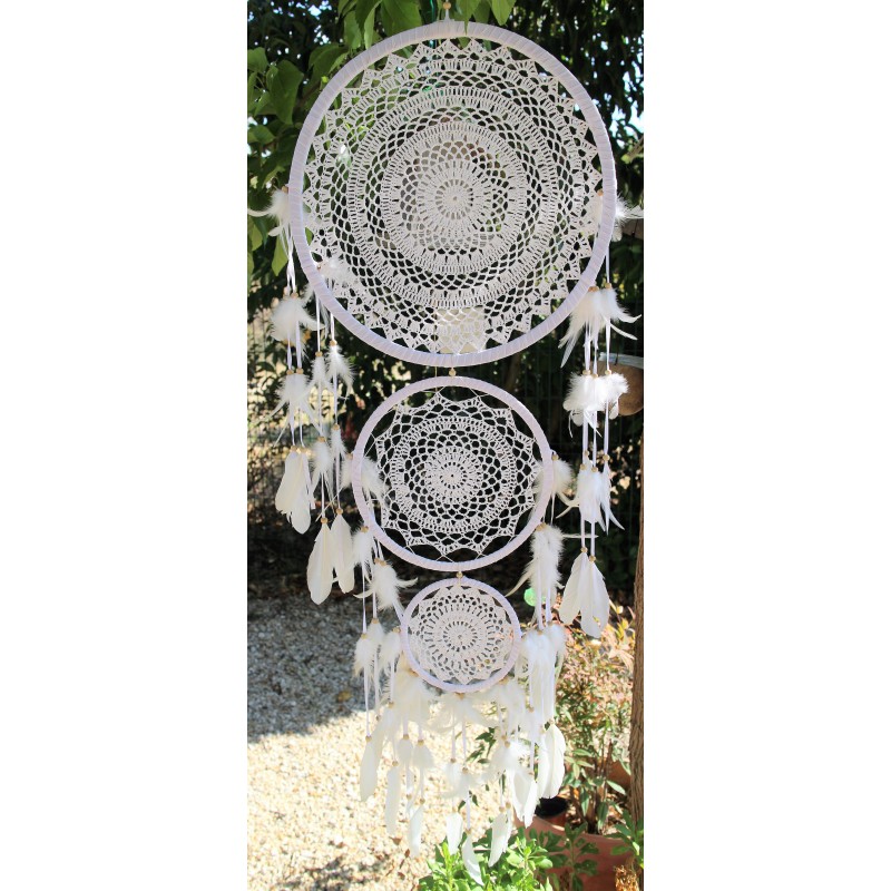 Dream catcher crochet 45 cm couleur blanc
