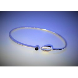 Bracelet en laiton plaqué argent avec pierre semi-précieuse N°21