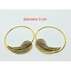 Créole en laiton grande plume